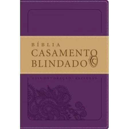 Bíblia Casamento Blindado, Capa Couro Sintético Roxo Tamanho Grande, Almeida 21