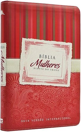 Bíblia Mulheres Diante do Trono, Capa Luxo Flexível Listras Vermelha Tamanho Médio, NVI