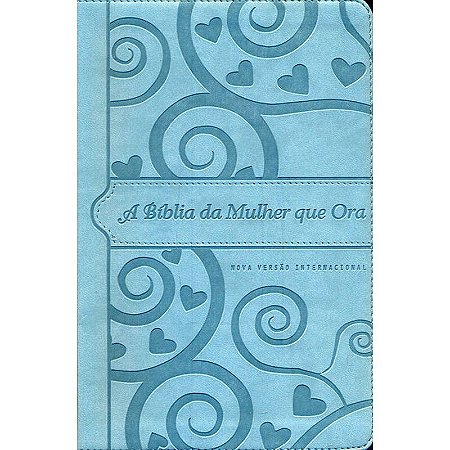 A Bíblia da Mulher que Ora - Stormie Omartian, Capa Luxo Baixo Relevo Azul Bebe Tamanho Médio, NVI