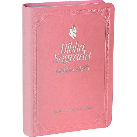 Bíblia Sagrada SBB Harpa Cristã Capa Luxo Rosa Bebê, Letra Maior, Fonte de Bênçãos, Tam Pequeno, Almeida RC