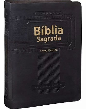 Bíblia Sagrada SBB Almeida RA, Capa Luxo Couro Sintético Preta, Letra Grande, Tamanho Pequeno - RA045LG