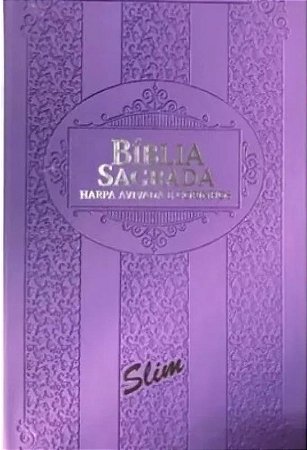Bíblia Sagrada Harpa Avivada e Corinhos, Slim, palavra Jesus em vermelho, Capa Luxo Roxo Tamanho Grande, Almeida RC