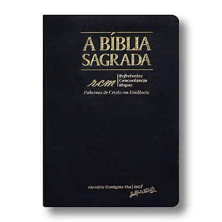 A Bíblia Sagrada RCM, Com Índice, Capa Luxo Preta Tamanho Grande, Palavra Jesus em Vermelho, ACF