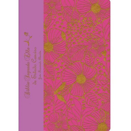 Bíblia Sagrada Ella de Estudo Conciso, Capa Luxo Rosa Tamanho Médio, Almeida RC