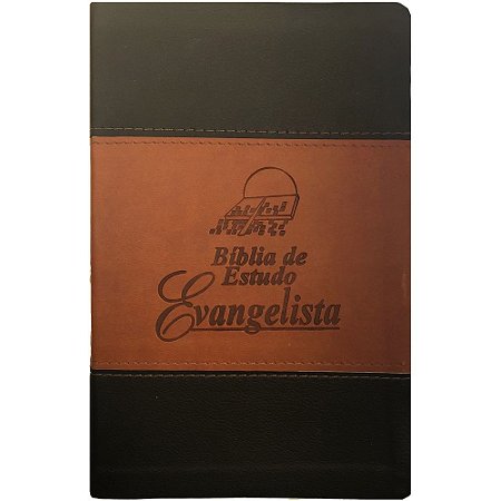 Bíblia de Estudo do Evangelista, Capa Luxo Faixa Marrom Tamanho Médio, letra média, Almeida RC