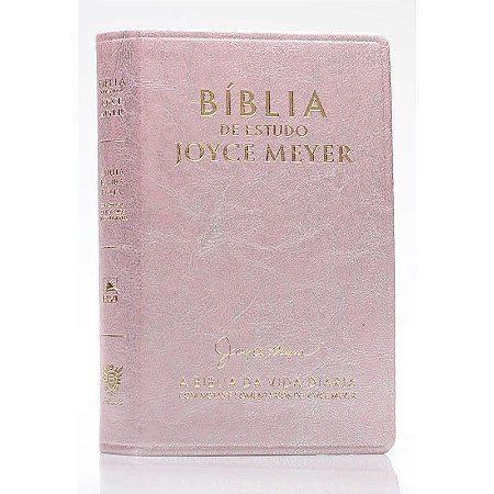 Bíblia de Estudo Joyce Meyer, Capa Luxo Rosa Tamanho Médio, letra grande, NVI