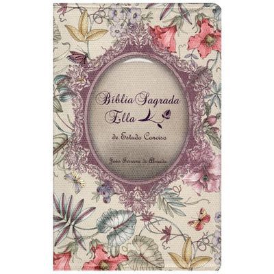 Bíblia Sagrada Ella de Estudo Conciso, Capa Luxo Floral Tamanho Médio, Almeida RC