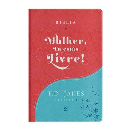 Bíblia Mulher, Tu Estás Livre, Capa Luxo Turquesa e Vermelho Tamanho Grande, AEC - Ed. Vida