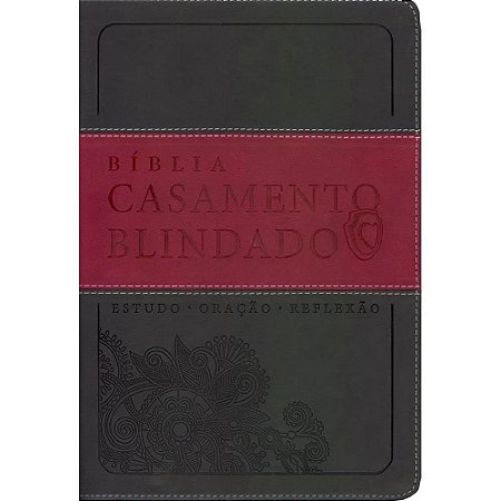 Bíblia Casamento Blindado, Capa Couro Sintético Cinza Tamanho Grande, Almeida 21