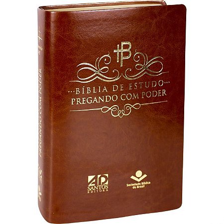 Bíblia de Estudo Pregando com Poder, Capa Luxo Marrom Nobre Tamanho Grande, Almeida RC - ARC085BEPP