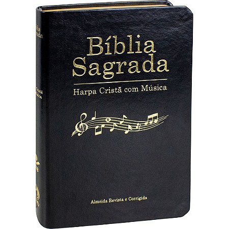 Bíblia Sagrada Harpa Cristã Com Musica SBB, Capa luxo Preta Tamanho Grande, Almeida RC - ARC65HCM