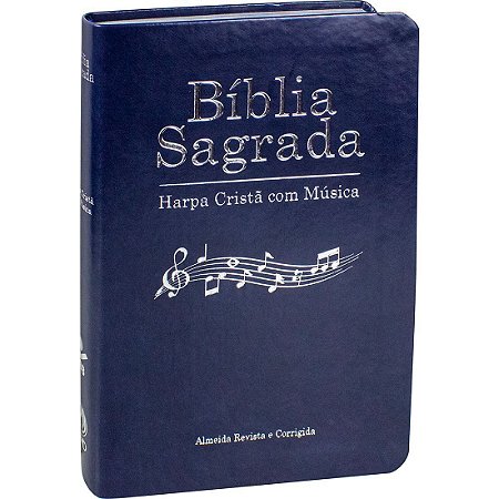 Bíblia Sagrada Harpa Cristã Com Musica SBB, Capa Luxo Azul Tamanho Grande, Almeida RC - ARC65HCM:AZ:BIB