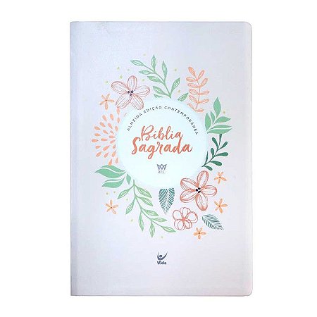 Bíblia Sagrada Letra Gigante, Capa Luxo Salmão Flores Tamanho Grande, AEC - Ed.Vida