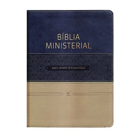 Bíblia Ministerial, Capa Luxo Azul e Bege Tamanho Grande, NVI