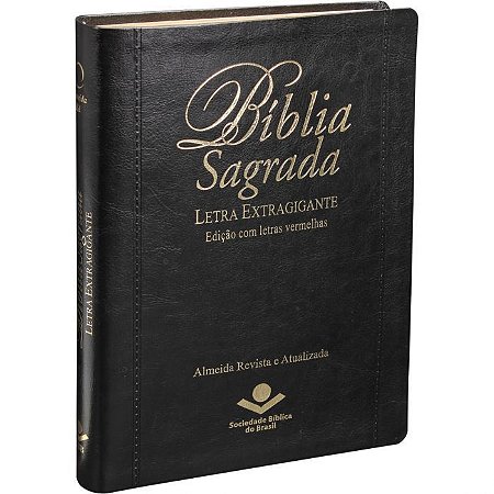 Bíblia Sagrada Letra Extragigante SBB, Capa Luxo Preta Tam Grande Com Índice Plv. de Jesus em Vermelho, ARA - RA08LEXGLV