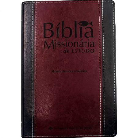 Bíblia Missionária de Estudo SBB, Capa Luxo Couro Sintético Vinho Tamanho Grande, Almeida RA - RA08BME