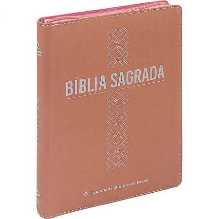 Bíblia Sagrada SBB, Capa Flexível Tamanho Médio Rose Com Zíper, NAA - NA065LGeZ