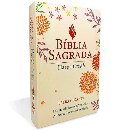 Bíblia Letra Gigante Popular CPAD, Tamanho Médio, Capa Semiflex Floral Rosa, Harpa Cristã, Pal.Jesus Vermelho, ARC