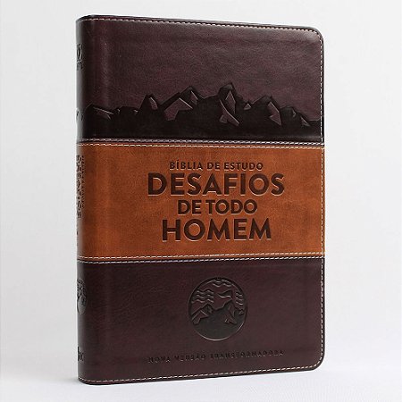 Bíblia de Estudo Desafios de Todo Homem Mundo Cristão, Tamanho Grande, Capa Luxo Marrom - NVT