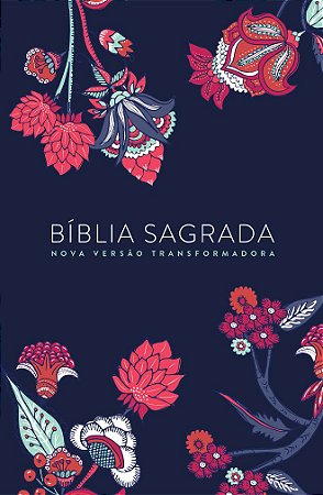 Bíblia Sagrada, Tamanho Médio Capa Dura Indian Flowers Azul Marinho (Sem Índice) - NVT