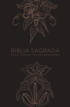 Bíblia Sagrada, Tamanho Médio Capa Dura Indian Flowers Dourada (Sem Índice) - NVT