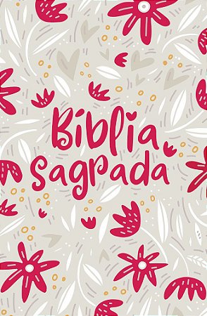 Bíblia Sagrada, Tamanho Médio Capa Dura Jardim da Vida Creme (Sem Índice) - NVT