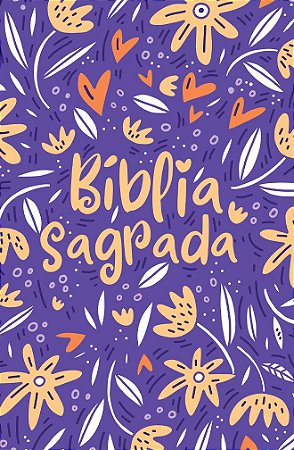 Bíblia Sagrada, Tamanho Médio Capa Dura Jardim da Vida Roxo (Sem Índice) - NVT
