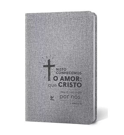 Bíblia Sagrada João 3:16, Capa Semi-Luxo Cinza Slim, AEC