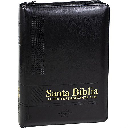 Santa Biblia letra super gigante 11pt / Espanhol, SBB Capa Luxo Preta com Zíper, Tamanho Pequeno - Reina Valera