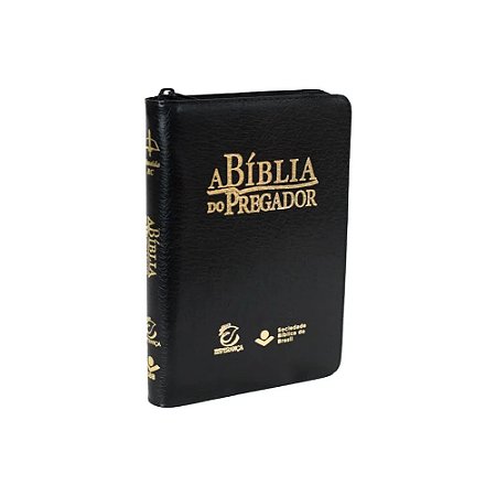 A Bíblia do Pregador SBB, Tamanho Médio, Capa Couro Sintético Preta com Zíper, Letra Normal, Almeida ARC