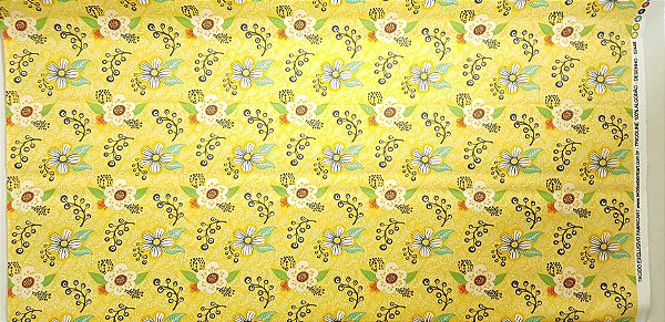 Floral Amarelo. Tecido 100% Algodão. NF0037 (50x140cm)