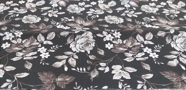 Tecido flores black 50x150cm