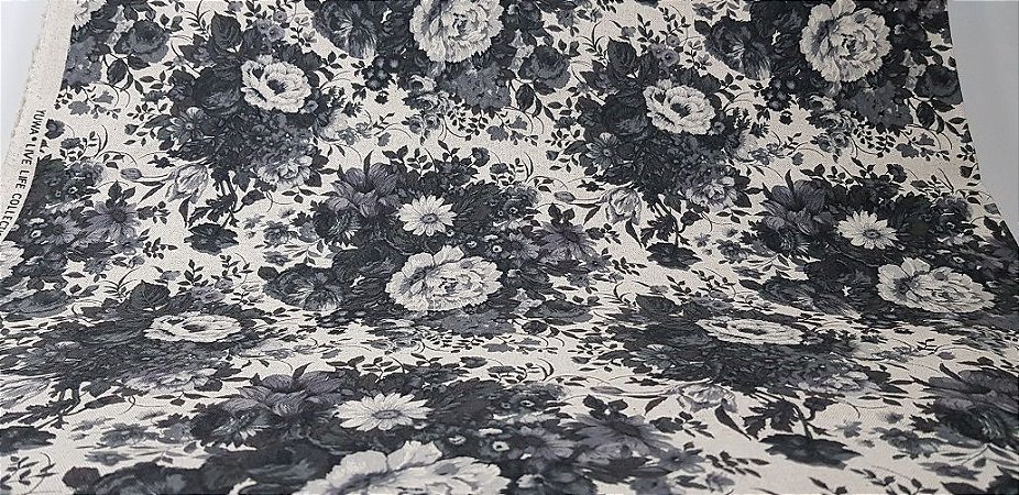 Flowers-08. Black&White. Alg+Linho Jap. AA074 (50x110cm)