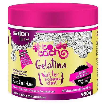 GELATINA TO DE CACHOS SUPER VOLUME SALON LINE 550G (ROSA)