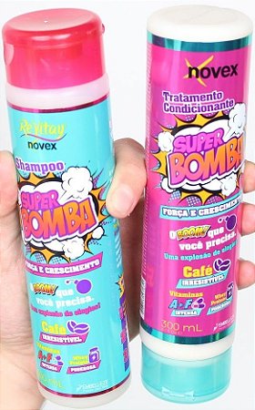 kit Shampoo 300ml e Condicionador 300ml Novex Super Bomba