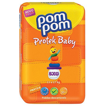 Fralda Pom Pom Protek Baby Prática SXG c/ 12