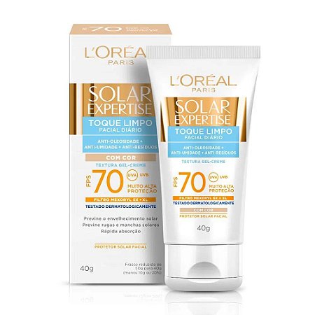 PROTETOR SOLAR LOREAL EXPERTISE FPS 70 TOQUE LIMPO COR 40G