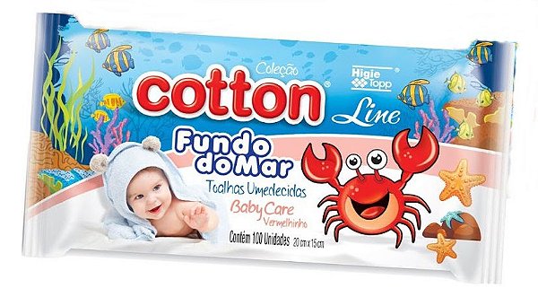 Toalhas Umedecidas Cotton Line Fundo do Mar 100un