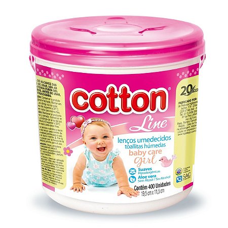 Lenços Umedecidos Cotton Line Baby Rosa 400un