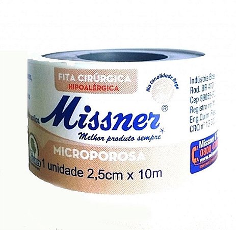 FITA MICROPOROSA MISSNER BEGE 2,5CM X 10 METROS