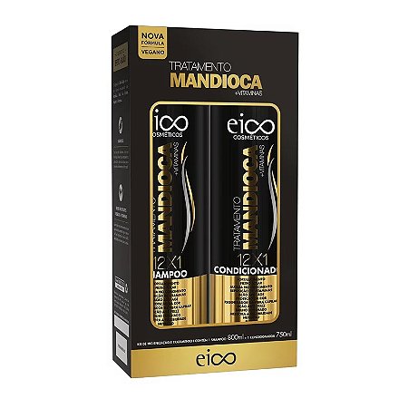 Kit Eico Shampoo 800ml+Condicionador 750ml Mandioca