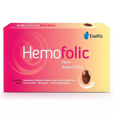 Ferro + Ác. Fólico - HEMOFOLIC 30 CAPS MOLES