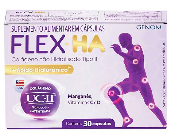 Flex HA Suplemento Alimentar de Colágeno Gennoma Lab 30 Cps