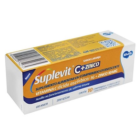Suplevit C Vitamina C 1g + Zinco 10mg - 10cpr Efervescentes