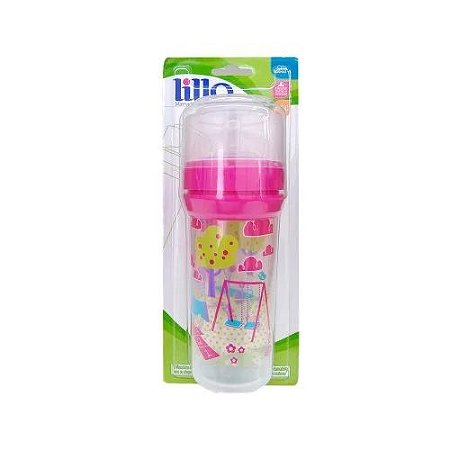 MAMADEIRA LILLO SUPER DIVERTIDA SILICONE ROSA 260ML 6144