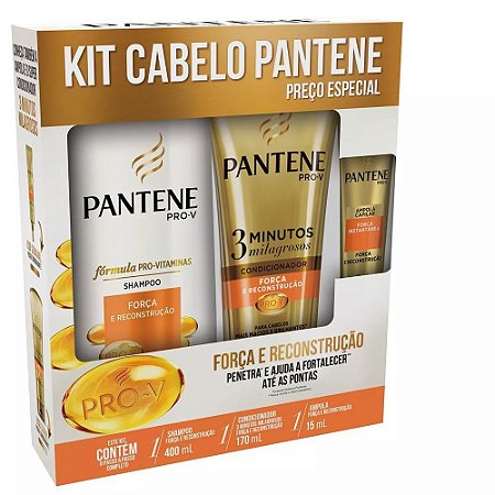 Kit Pantene Shampoo 400ml + Condicionador 175ml Força e Reco