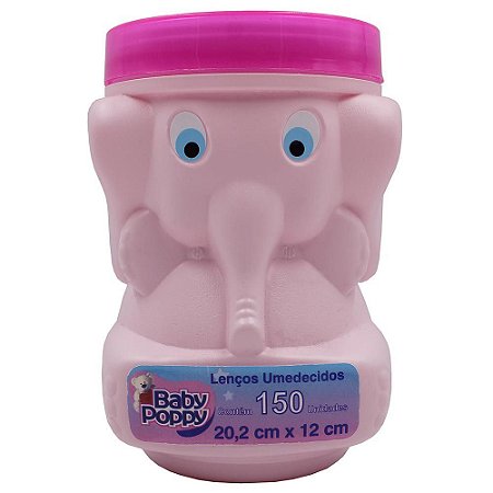 LENCO UMEDECIDO BABY POPPY ELEFANTE ROSA C/ 150