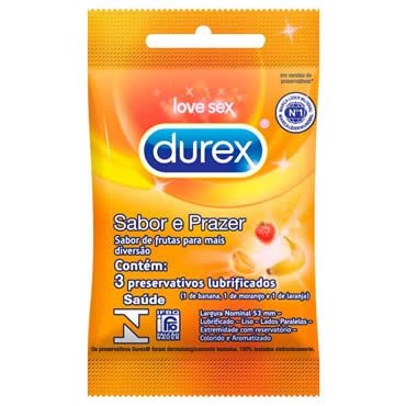 PRESERVATIVO DUREX SABORESS E PRAZER C/3