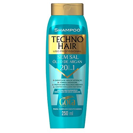 Shampoo Techno Hair sem sal Óleo de Argan 250mL