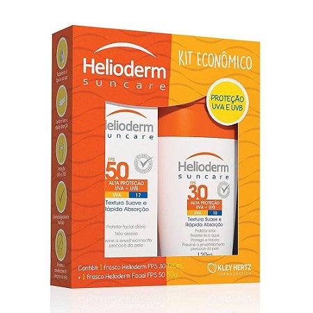 KIT HELIODERM CORPORAL FPS 30 120ML+ FACIAL FPS 50 50G
